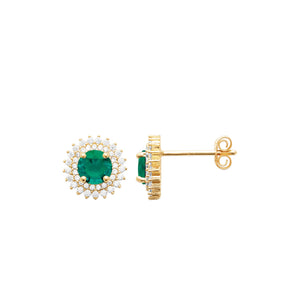 Burren Jewellery Madelyn Emerald Earrings, Gold