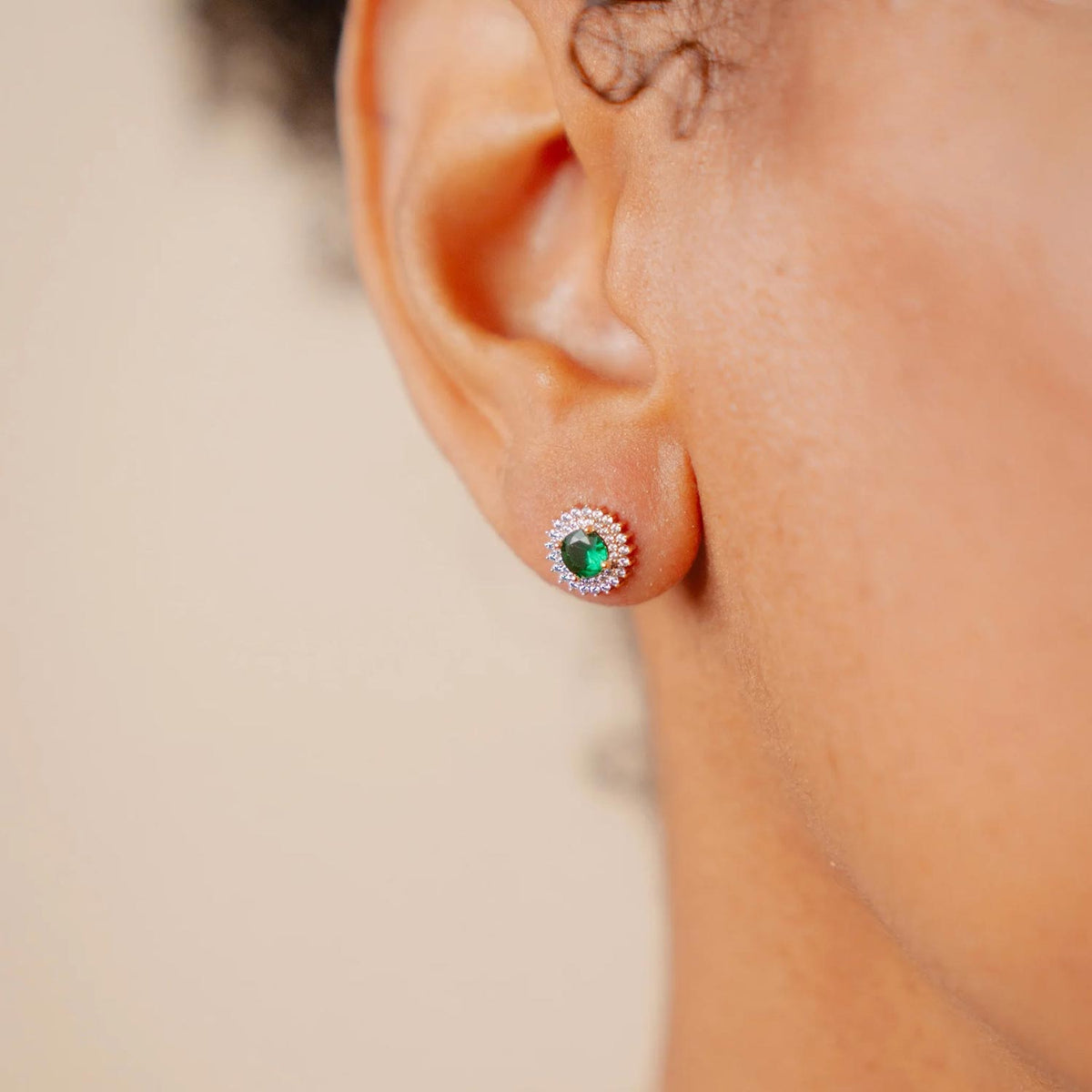 Burren Jewellery Madelyn Emerald Earrings, Gold