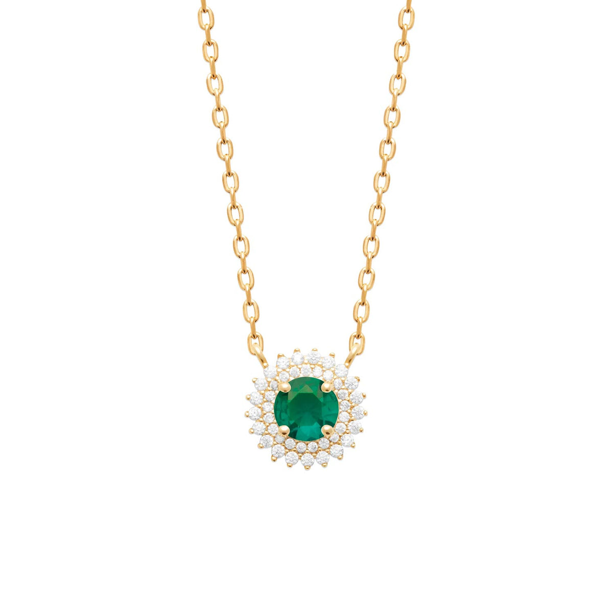 Burren Jewellery Madelyn Emerald Necklace, Gold