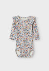 Name It Baby Girl Kdrra Long Sleeve Floral Bodysuit, Cream Multi