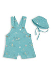 Babybol Baby Boy Whale Short Dungaree and Hat Set, Blue