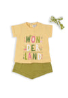 Babybol Baby Girl Wonderland Tee and Short Set, Green