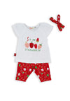 Babybol Baby Girl Strawberry Tee Legging and Headband Set, Red