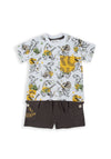 Babybol Baby Boy Rockstar Dino Tee and Short Set, Grey