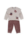 Babybol Baby Girl Floral Sweater and Pant Set, Beige