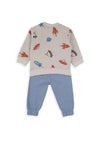 Babybol Baby Boy Astro Saurus Print 2 Piece Set, White
