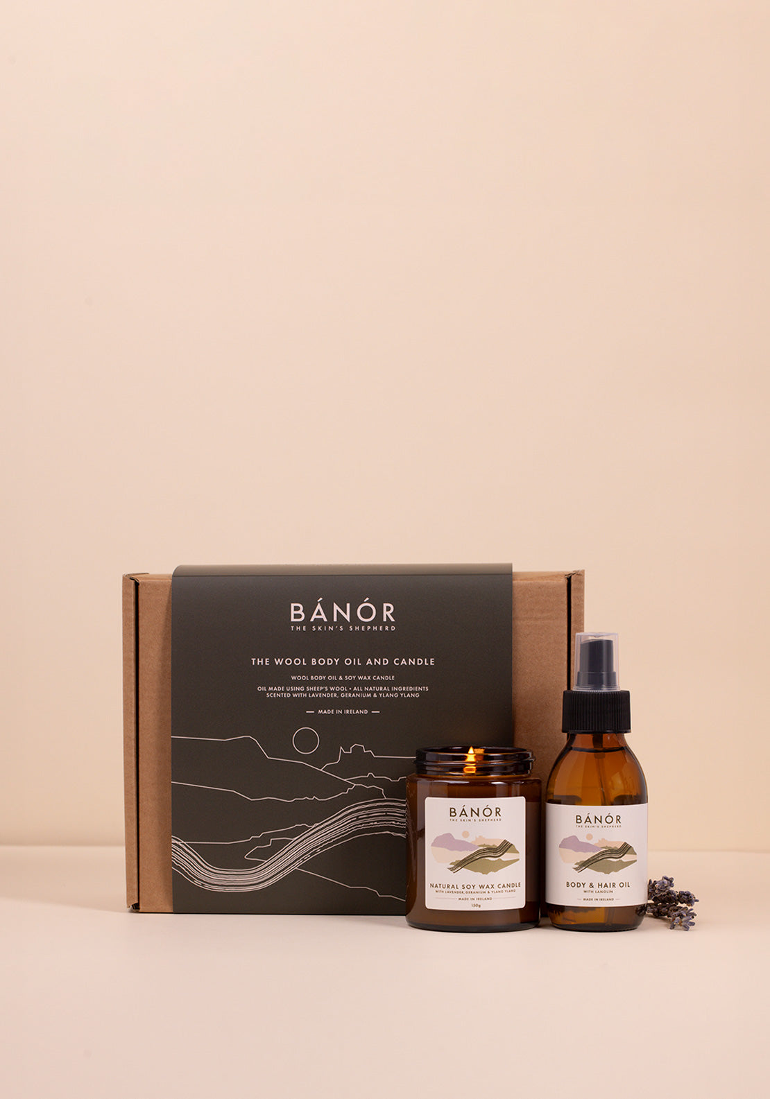 BÁNÓR The Wool Body Oil & Candle Set