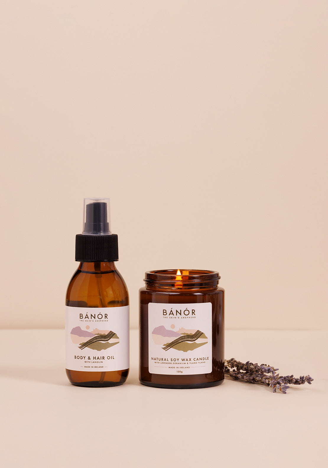 BÁNÓR The Wool Body Oil & Candle Set