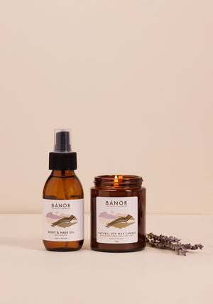 BÁNÓR The Wool Body Oil & Candle Set