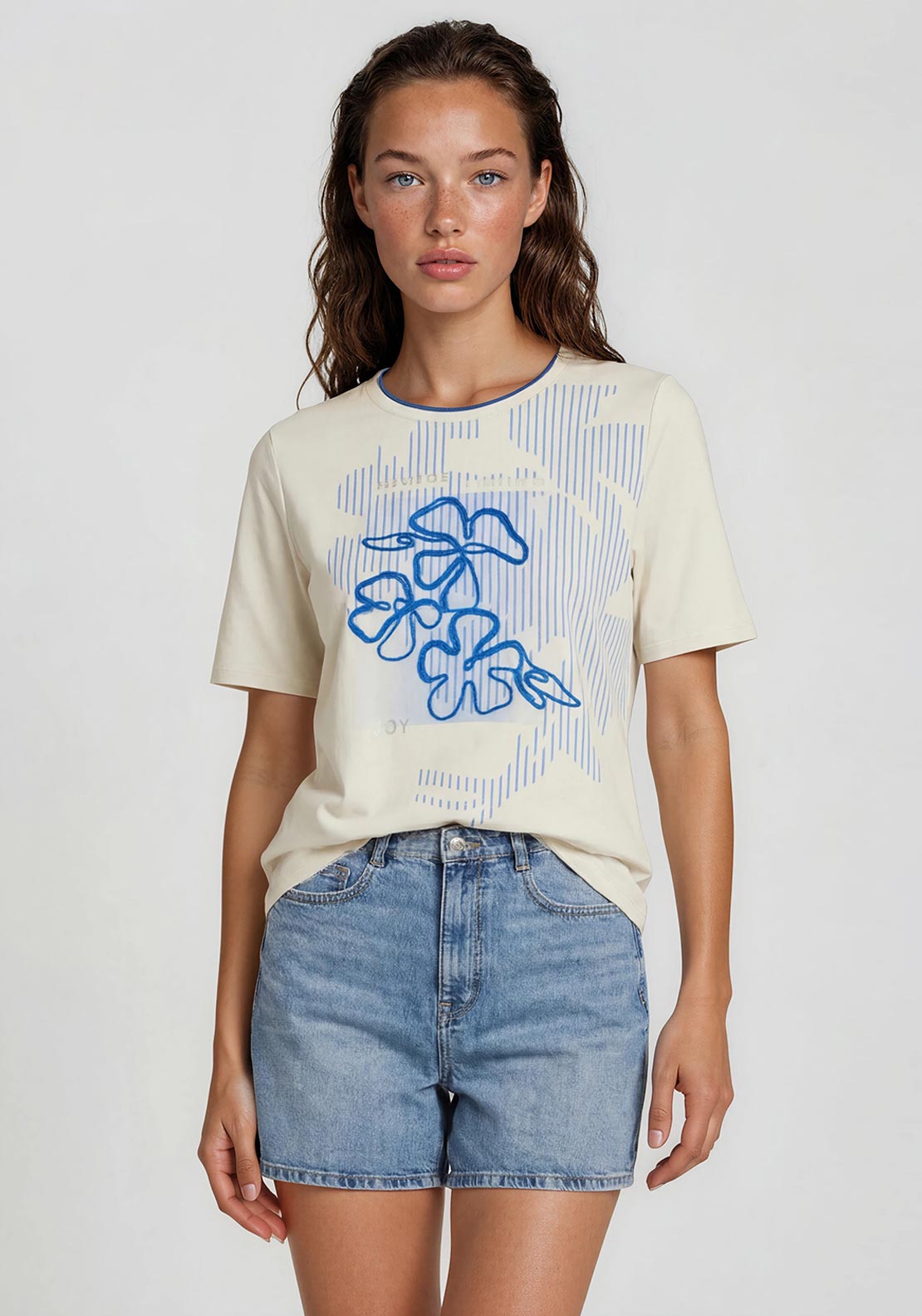 Barbara Lebek Embroidered Graphic T-Shirt, Beige