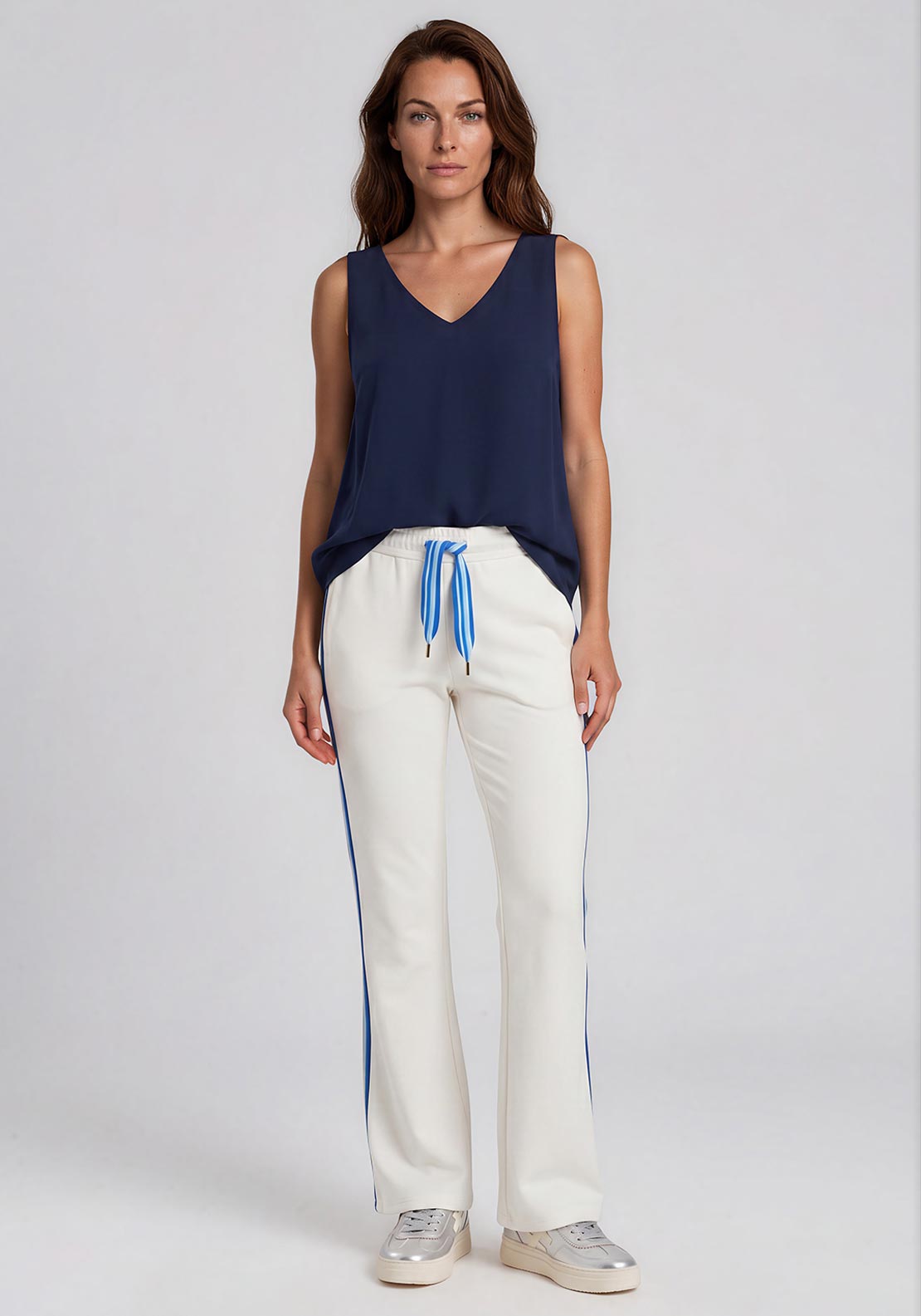 Barbara Lebek Wide Leg Joggers, Cream Multi