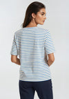 Barbara Lebek Striped V Neck T-Shirt, Cream and Blue