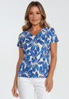 Barbara Lebek Abstract Floral V Neck Top, Blue