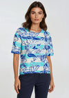 Barbara Lebek Striped Floral T-Shirt, Blue