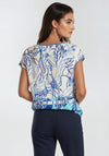 Barbara Lebek Satin Floral Elastic Trim Top, Cream & Blue