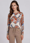 Barbara Lebek Flower Cropped Sleeve Top, Beige