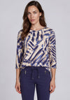 Barbara Lebek Printed Elastic Trim Top, Blue Multi