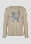 Barabara Lebek Lettering with Stud Detail Top, Beige Multi