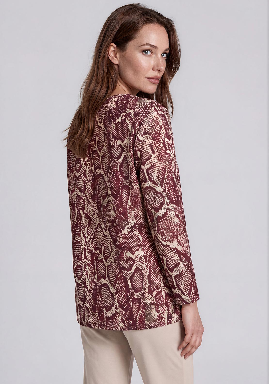 Barbara Lebek Snake Print Top, Wine Multi