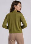 Barbara Lebek Knit Funnel Neck Zip Cardigan, Green