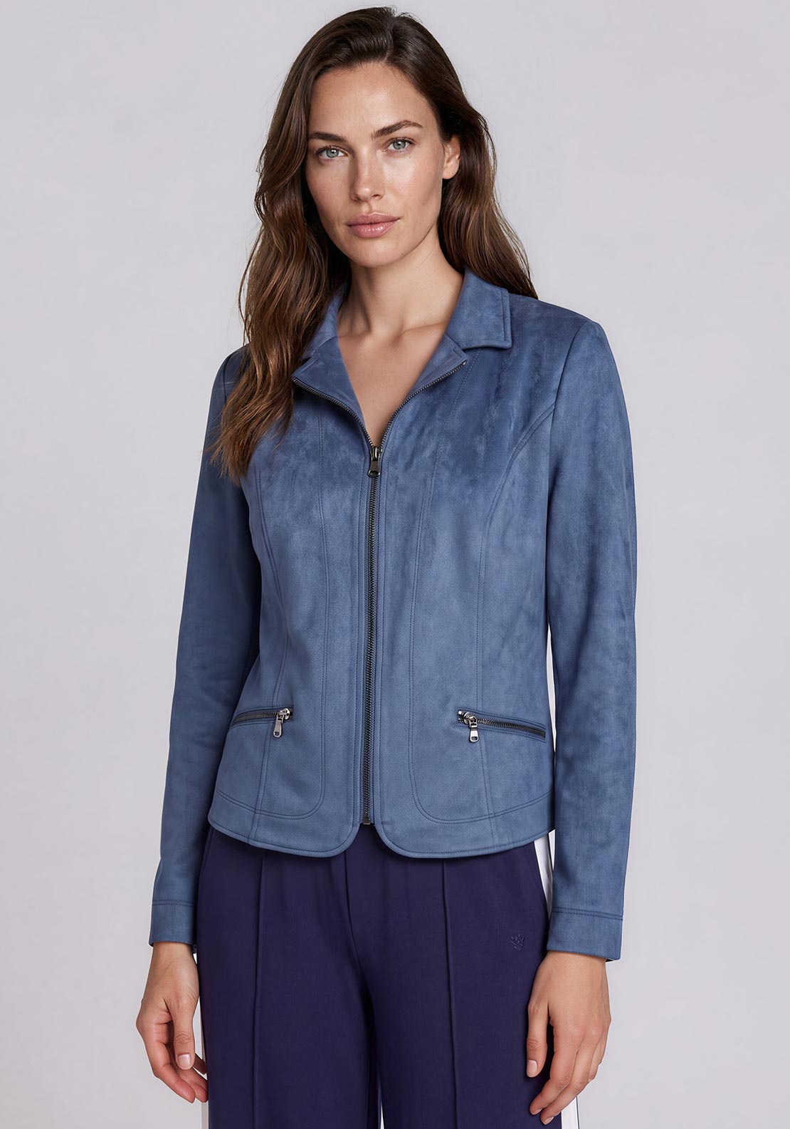 Barbara Lebek Faux Suede Jacket, Blue