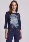Barbara Lebek Floral Graphic Top, Navy