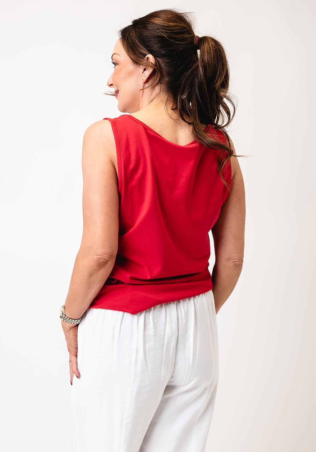Barbara Lebek Sleeveless Scoop Neck Tank Top, Red