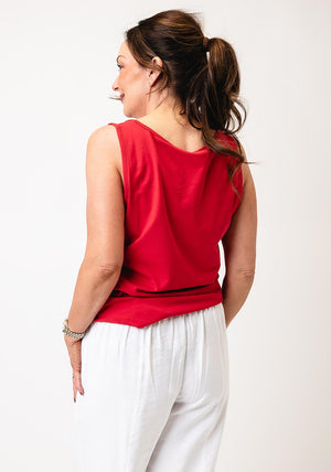 Barbara Lebek Sleeveless Scoop Neck Tank Top, Red