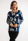 Barbara Lebek Abstract Print Knit Top, Navy