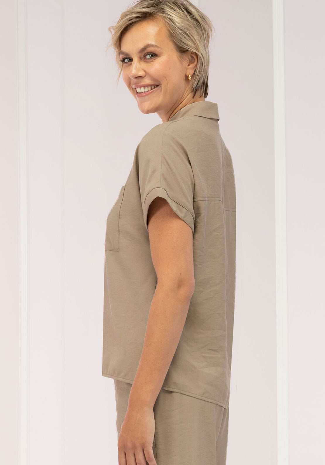 Bianca Sabea Short Sleeve Shirt, Brown
