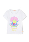Billieblush Girls Short Sleeve Shell Sequin Tee, White