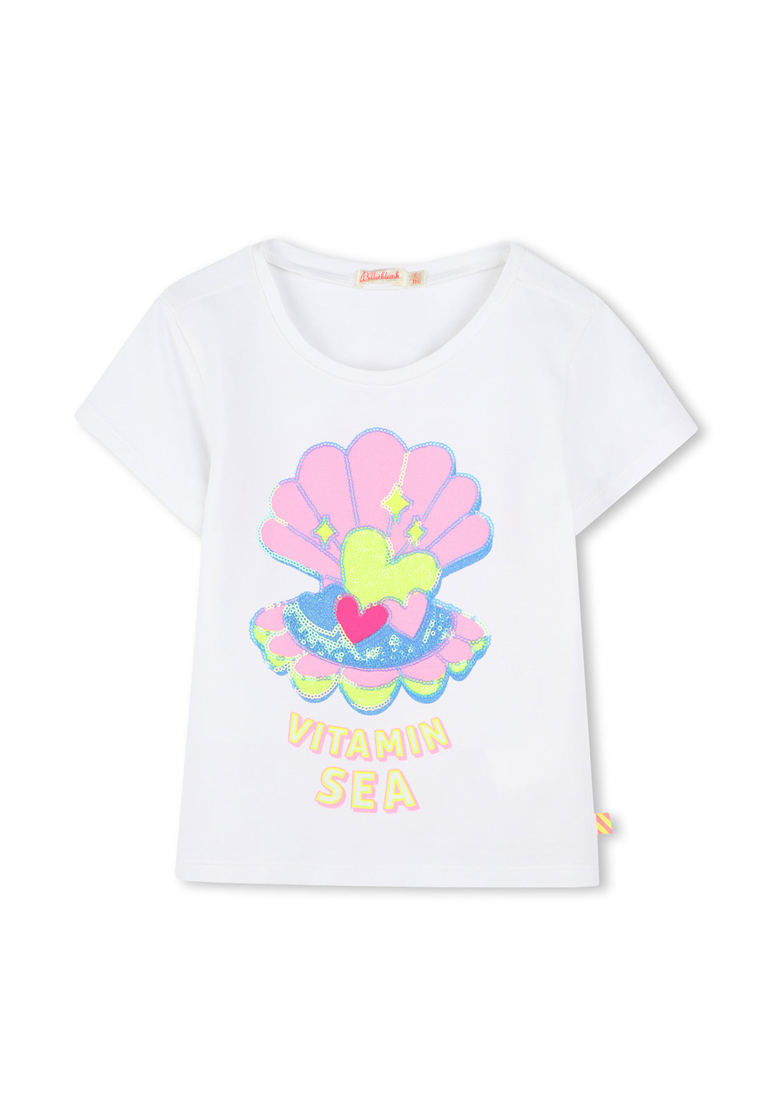 Billieblush Girls Short Sleeve Shell Sequin Tee, White