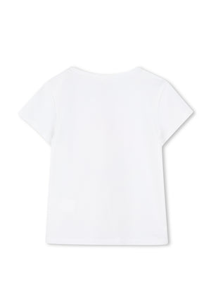 Billieblush Girls Short Sleeve Shell Sequin Tee, White