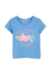 Billieblush Girls Short Sleeve Heart Sequin Tee, Blue