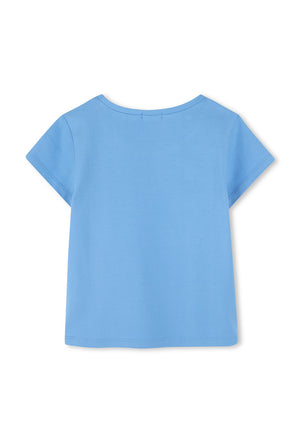 Billieblush Girls Short Sleeve Heart Sequin Tee, Blue