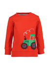 Blue Seven Baby Boy Tractor Long Sleeve Sweater, Red