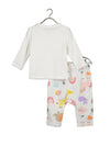 Blue Seven Baby Girl Unicorn Top and Pant Set, Cream