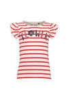 Blue Seven Girls Stripe Frill Sleeve Tee, Red