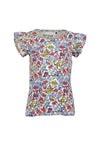 Blue Seven Girls Floral Frill Sleeve Tee, Multi