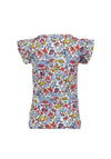 Blue Seven Girls Floral Frill Sleeve Tee, Multi