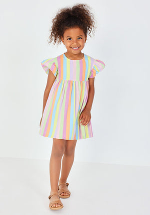 Blue Seven Mini Girl Stripe Short Sleeve Dress, Multi