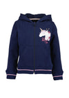 Blue Seven Girl Unicorn Long Sleeve Hooded Jacket, Navy