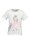 Blue Seven Girl Unicorn Glitter Print Tee, White