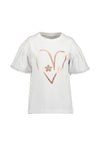 Blue Seven Girl Foil Heart Short Sleeve Tee, White
