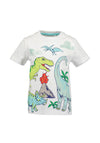 Blue Seven Boy Dinosaur Print Short Sleeve Tee, White
