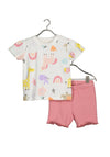 Blue Seven Baby Girl Animal Print Tee and Short Set, White Multi
