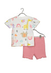 Blue Seven Baby Girl Animal Print Tee and Short Set, White Multi