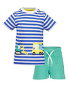 Blue Seven Baby Boy Stripe Tee and Short Set, Blue