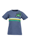 Blue Seven Baby Boy Stripe Tractor Short Sleeve Tee, Blue