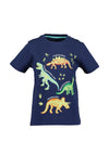 Blue Seven Boy Glow In The Dark Dino Print Tee, Navy